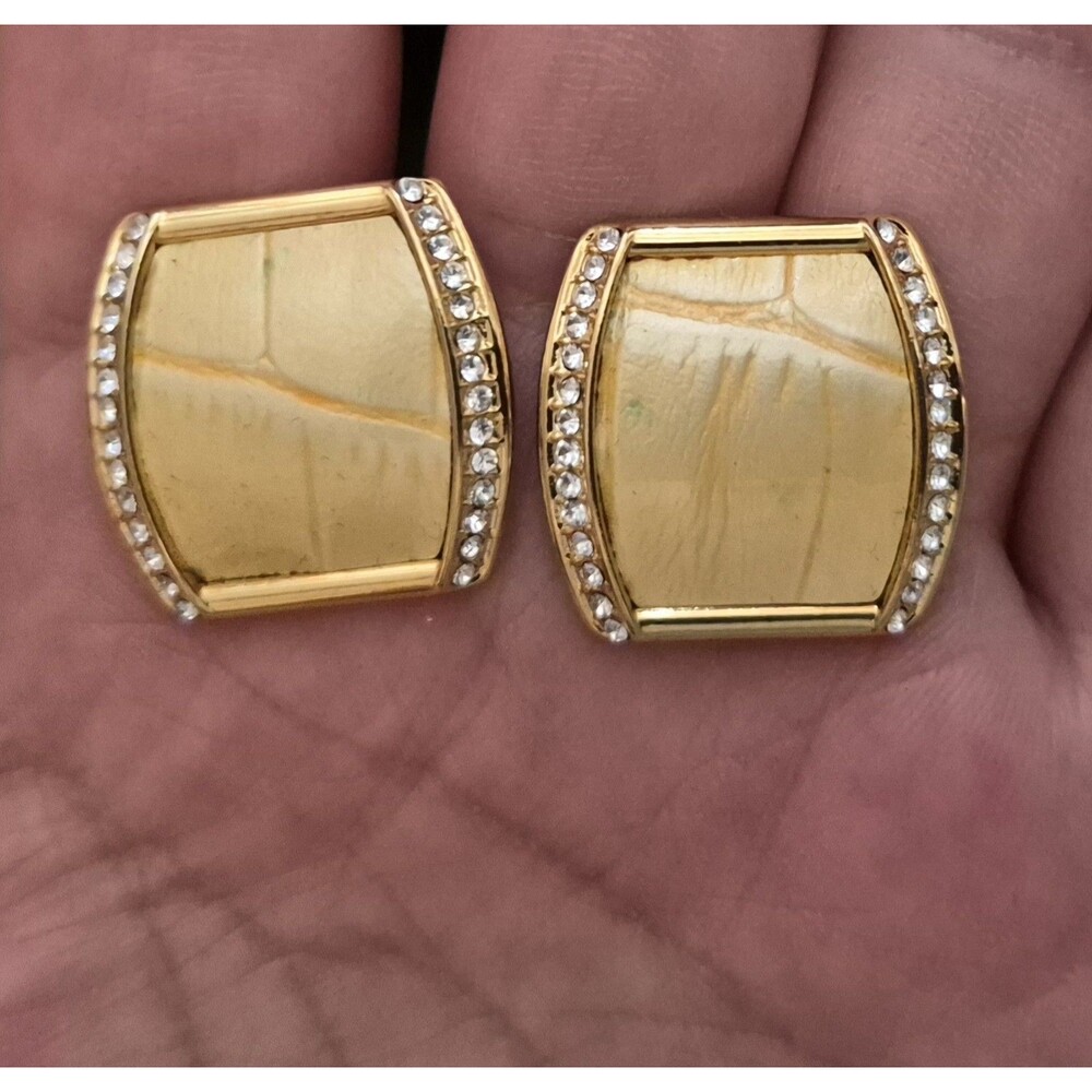 Vtg Joan Rivers Enamel Crystal Pierced Earrings Pierce